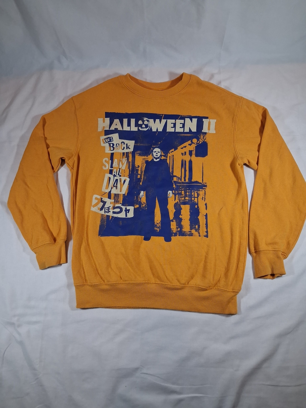 Halloween II Michael Myers Sweatshirt Adult XS Orange Horror Movie Crewneck